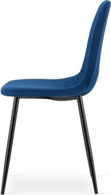 Scaun de masa PADVA VELVET cu picioare negre, albastru