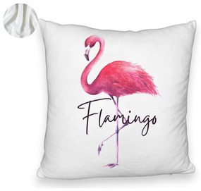 Perna Decorativa Fluffy, Model Flamingo, 40x40 cm, Alba, Husa Detasabila, Burduf