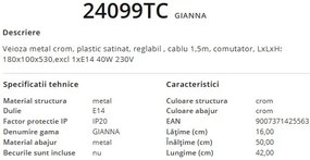 Veioza, lampa de masa design modern GIANNA crom 24099TC GL