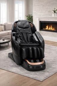 Fotoliu de masaj ZEENA INFINITY PRO, AI voce, Incalzire, Bluetooth, Zero Gravity SL-Track Shiatsu, Joystick și suport pentru telefon, Controler rapid cotiera, 2 Boxe, Moduri Automate, Suport Picioare extensibil, Piele PU Premium, Negru