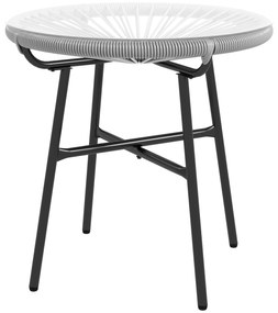 Outsunny Masă de cafea rotundă de grădină din răchită aspect rotin metal și blat sticlă securizată Ø 50 x 50 cm gri | Aosom Romania