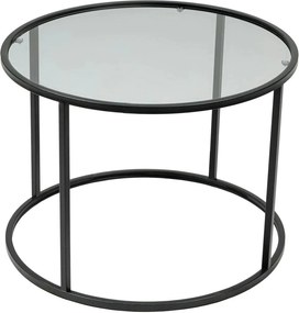 Masuta cafea STARTIS, transparent/negru, sticla/metal, 60x60x45 cm