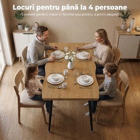 HOMCOM Masă de dining dreptunghiulară pentru 4 persoane, 110x70 cm, stejar/negru | Aosom Romania