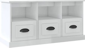 vidaXL Comodă TV, alb extralucios, 100x35x50 cm, lemn prelucrat