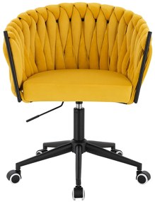 HR750K Scaun Galbenă din Catifea cu Bază Neagră