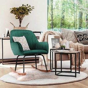 Fotoliu balansoar, catifea Velvet verde, TARAM