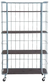 Etajera albastra, din metal, aspect vintage, Chariot