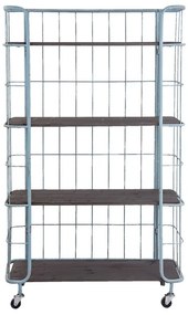 Etajera albastra, din metal, aspect vintage, Chariot