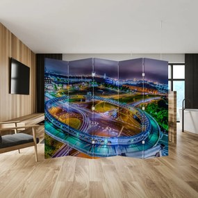 Paravan - Panorama orașului nocturn (210x170 cm)