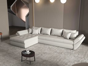 Colțar extensibil dumonde cu ladă de depozitare si sezut confortabil din spuma high-density, Loana XL Enjoy Beige 335x185 cm