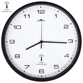 vidaXL Ceas de perete control semnal radio, alb &amp; negru, 31 cm, cuarț