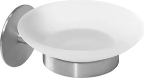 Savoniera Rea design rotund si finisaj nichel - sticla mata