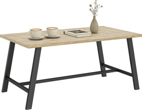 Outsunny Masă de cafea pentru exterior, masă laterală metalică dreptunghiulară cu blat cu aspect de lemn, 100 x 55 cm, Maro | Aosom Romania