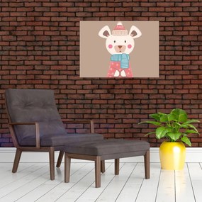 Tablou pe sticlă - Șoarece cu eșarfă (70x50 cm)