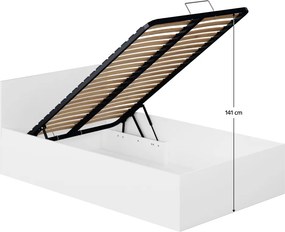 Pat cu somieră metalic şi spaţiu de depozitare, 120x200, alb, DOLI
