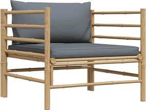 vidaXL Canapea de grădină, perne gri închis, bambus