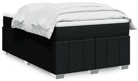 vidaXL Pat box spring cu saltea, negru, 120x200 cm, textil