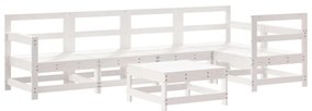 3186460 vidaXL Set mobilier de grădină, 6 piese, alb, lemn masiv pin