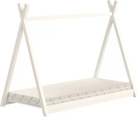 Pat copii Tipi 70x140 casă din lemn - alb