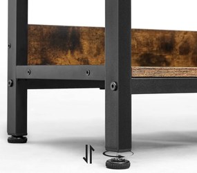 Biblioteca, raft cu 6 unitati de depozitare, din lemn, 33x120x80 cm, maro rustic