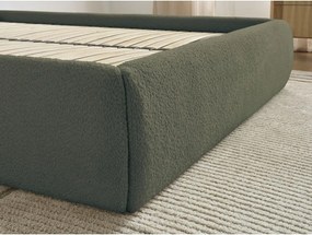 Pat matrimonial verde închis tapițat cu spațiu de depozitare/fără tăblie cu somieră 180x200 cm Inera – Bobochic Paris