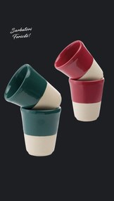 Set Cadou 4 Pahare Ceramica Arhitect Glaze Sarbatori (2 Pahare Rosii 200ml, 2 Pahare Verzi 200ml)