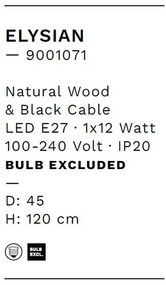 Lustra/Pendul lemn natural, ELYSIAN, D 45cm