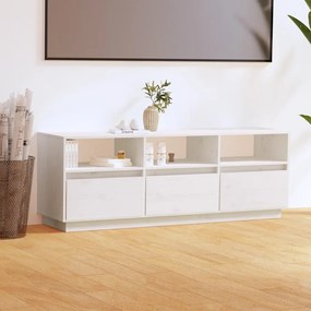 Comoda TV, alb, 140x37x50 cm, lemn masiv de pin 1, Alb