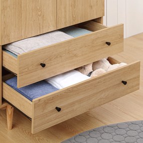 HOMCOM Dulap pentru haine dulap de depozitare pardesiu cu 2 uși, 2 sertare și bară pentru agățat - 80 x 52 x 180 cm - aspect lemn | Aosom Romania