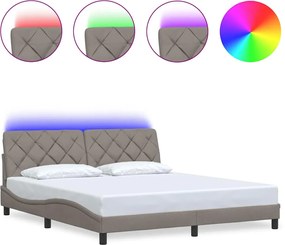 vidaXL Cadru de pat cu LED fără saltea Taupe 180x200 cm Material