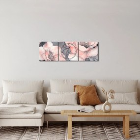 Tablou - Schiță de flori (cu ceas) (90x30 cm)