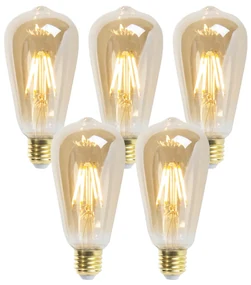 Set de 5 becuri LED E27 reglabile ST64 Goldline 5W 380lm 2200K
