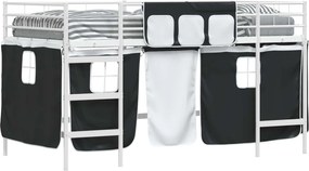 vidaXL Cadru de Pat Pe Două Niveluri pentru Copii cu Cortine