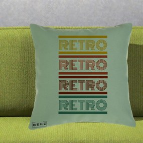 Perna Decorativa RETRO Text Multicolor, 40x40 cm, Verde, Husa Detasabila, Perna Inclusa, BEKZ®