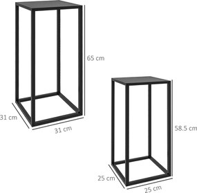 Outsunny Set de 2 Suporturi din Metal pentru Plante, Raft de Expunere a Florilor Stivuibil pentru Utilizare in Interior sau in Aer Liber | Aosom RO