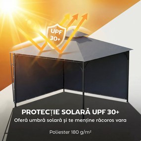 Outsunny Foișor de Grădină 3.2x3.2 m cu Acoperiș Extensibil, Foișor de Exterior cu Acoperiș Dublu Ventilat, Găuri de Drenaj, Cadru Metalic, pentru Grădină, Balcon, Petreceri, Terasă, UV30+, Gri Închis | Aosom Romania