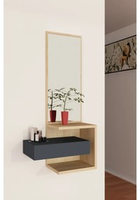 Raft de perete cu oglindă Stella Oak and Anthracite
