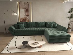 Colțar extensibil dumonde cu ladă de depozitare si sezut confortabil din spuma high-density, Loana XL Ambience Verde II 335x185 cm