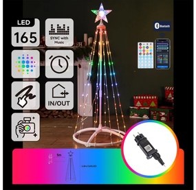 Aigostar - Decorațiune de Crăciun LED RGBICW pentru exterior, 165 LED, 230 V, 1,8 m, IP44 + telecomandă