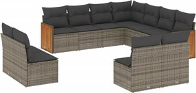 vidaXL Set canapele de grădină cu perne, 11 piese, gri, poliratan