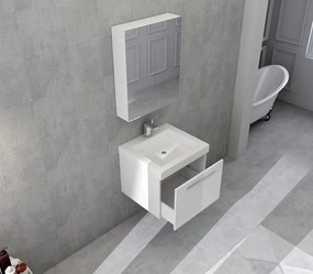 Set 2 piese mobilier pentru baie, alb, 50 cm