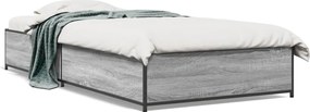vidaXL Cadru de pat, gri sonoma, 100x200 cm, lemn prelucrat și metal