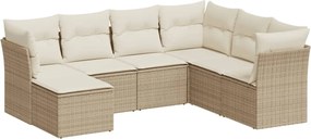 vidaXL Set canapele de grădină, 7 piese, cu perne, bej, poliratan