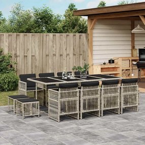 vidaXL Set mobilier de grădină cu perne 13 piese gri deschis poliratan