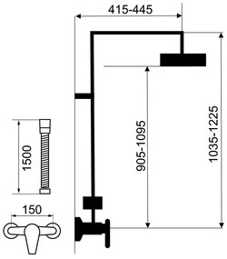 Coloana de dus cu baterie inclusa crom Ferro, Metalia 57 Crom lucios