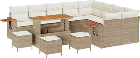 vidaXL Set de canapele pentru grădină 14 pcs Bej și crem poliratan