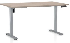 Masa inaltime reglabila OfficeTech B, 140 x 80 cm, bază gri, stejar