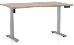 Masa inaltime reglabila OfficeTech B, 140 x 80 cm, bază gri, stejar