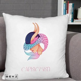 Perna Personalizata Zodiac Capricorn Cowgirl, 40x40 cm, Alb Pufos, Husa Detasabila, Perna Inclusa, BEKZ®