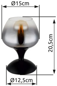 Veioza/Lampa de masa design modern MAXY negru/fumuriu